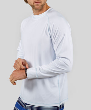 Westport Lifestyle Seaside Long Sleeve Performance Solid Crew Neck Rash Guard Shirt