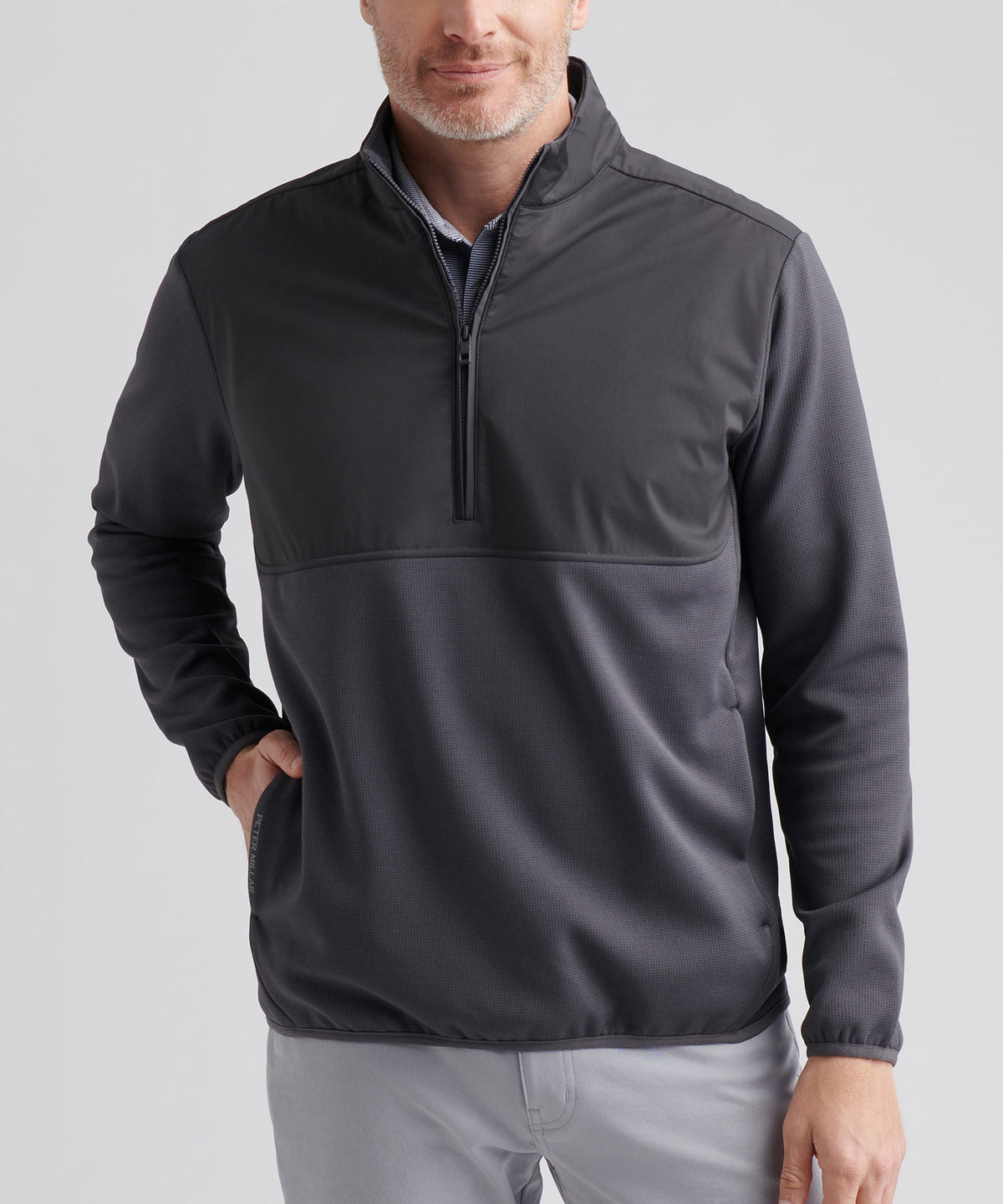 Peter Millar Long Sleeve Forge Fleece Half Zip Pullover, Men's Big & Tall