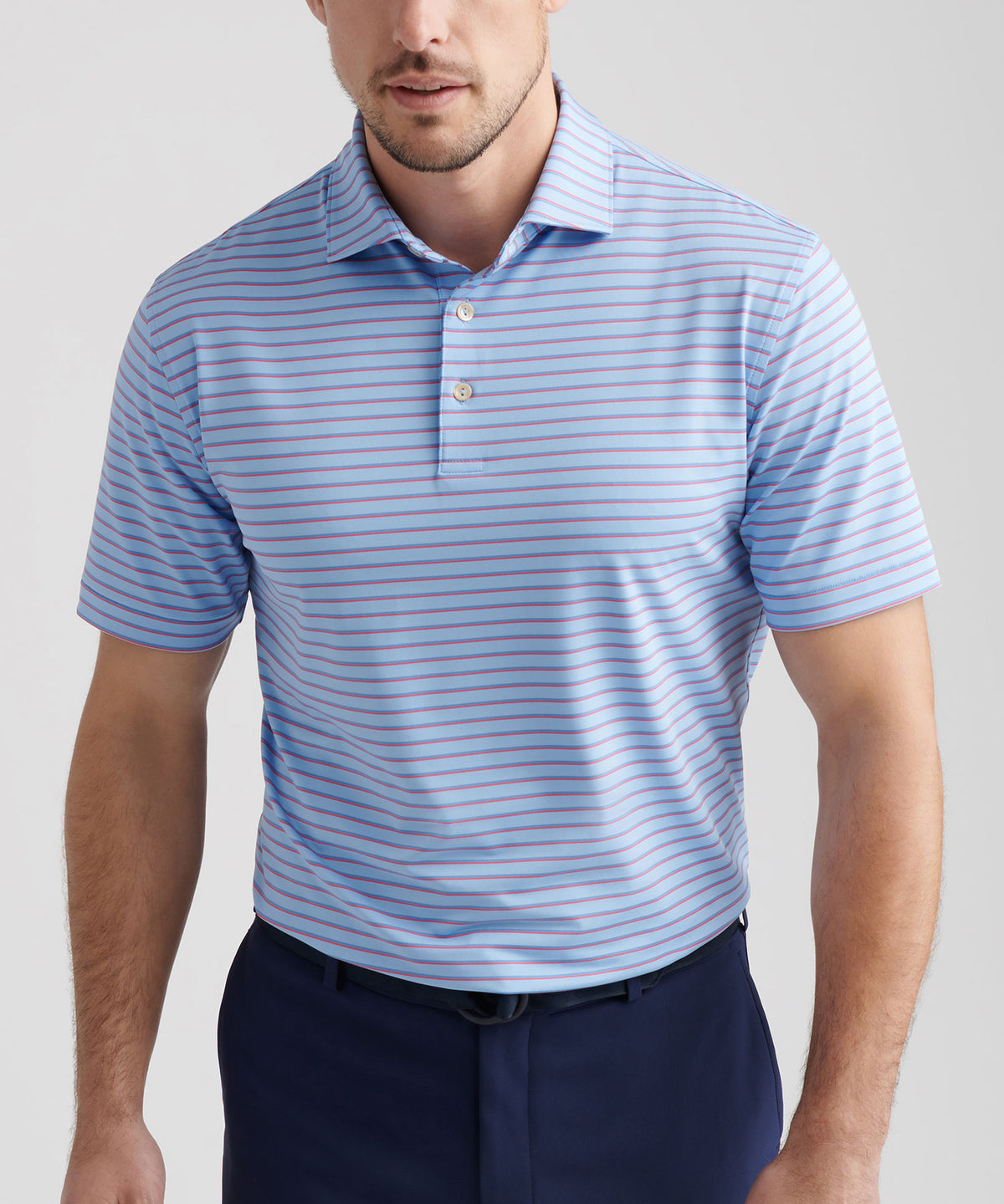 Peter Millar Short Sleeve Dunnes Stripe Performance Polo, Men's Big & Tall