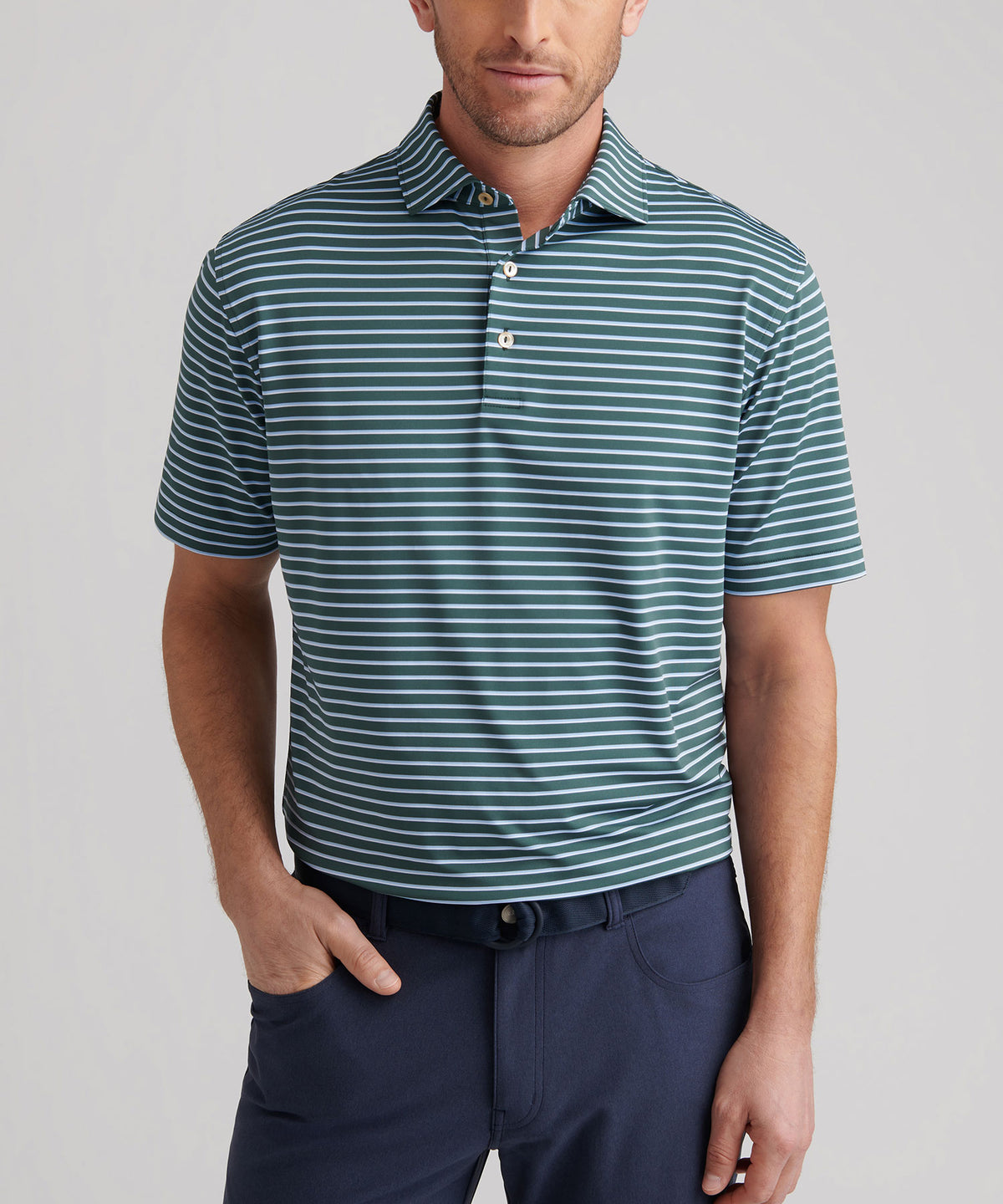 Peter Millar Short Sleeve Dunnes Stripe Performance Polo, Men's Big & Tall