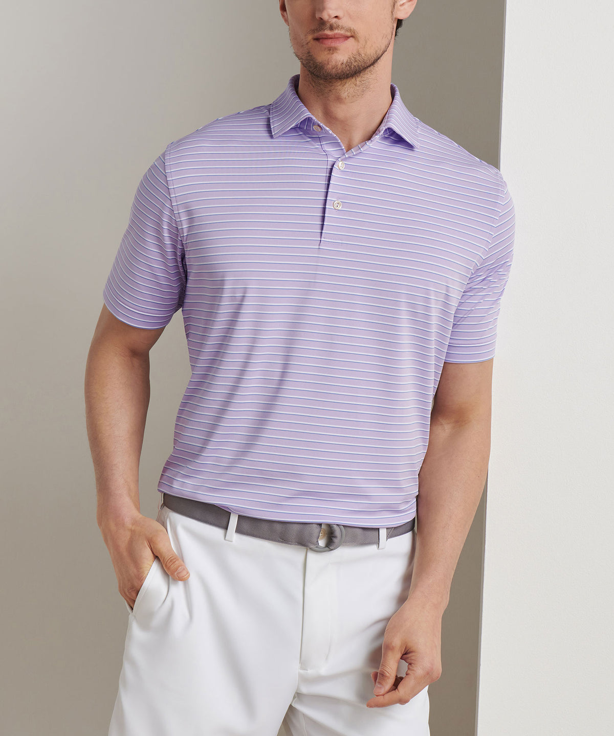 Peter Millar Short Sleeve Dunnes Stripe Performance Polo, Men's Big & Tall