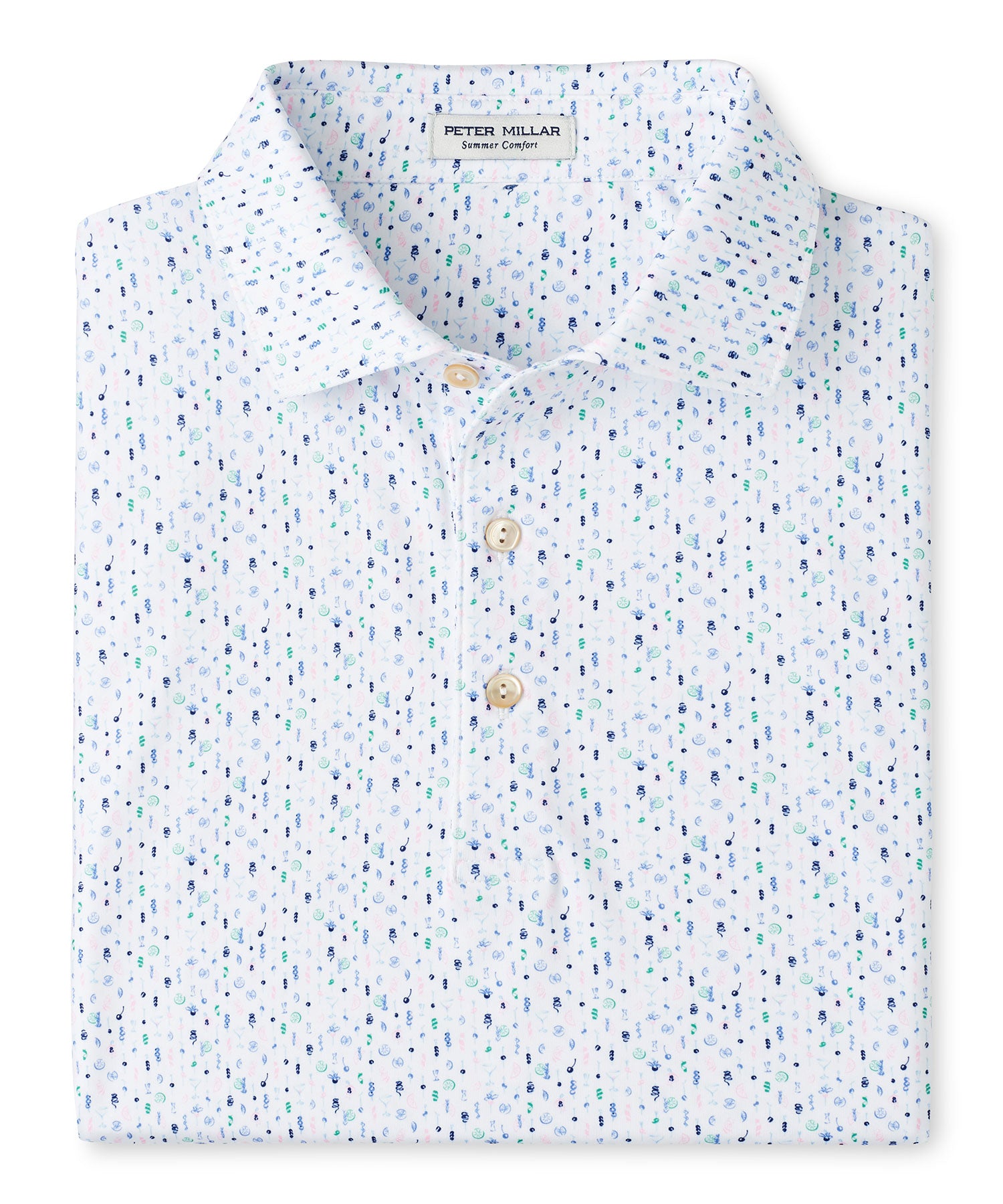 Peter Millar Short Sleeve Cocktail Garnish Printed Performance Polo, Men's Big & Tall