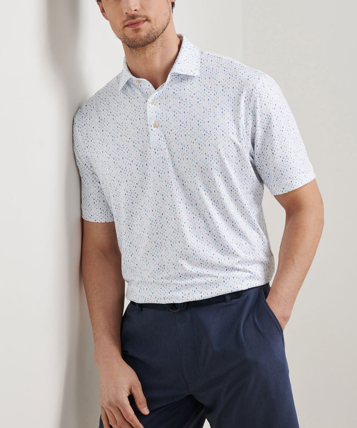 Peter Millar Short Sleeve Cocktail Garnish Printed Performance Polo, Men's Big & Tall