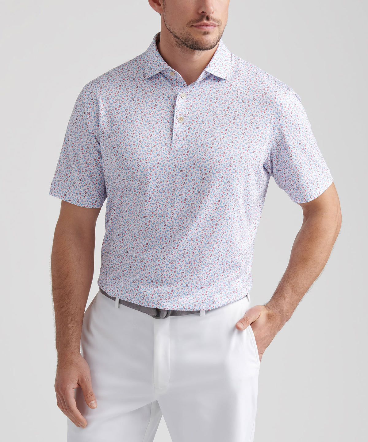 Peter Millar Short Sleeve Orange Crush Printed Performance Polo, Men's Big & Tall