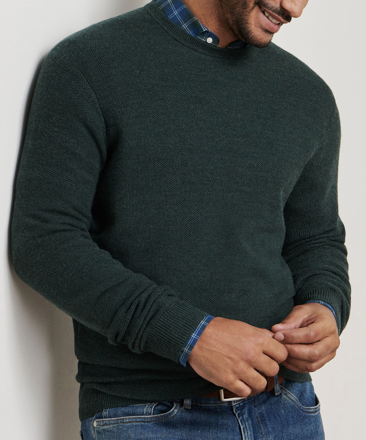 Peter Millar Long Sleeve Autumn Crest Honeycomb Crew Neck Pullover, Men's Big & Tall