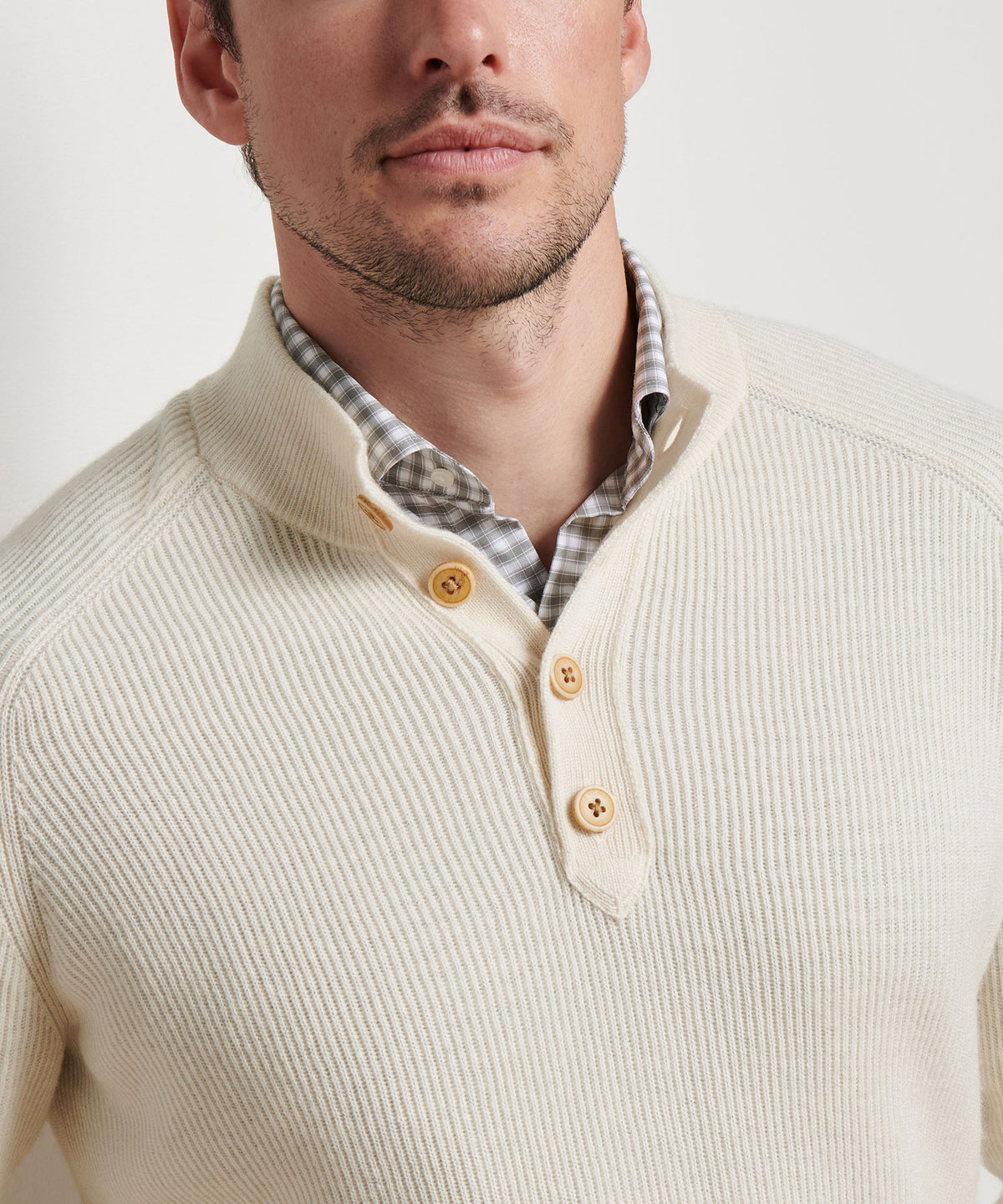 Peter Millar Long Sleeve Brant Button Mock Sweater, Men's Big & Tall