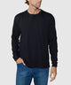 Westport Lifestyle Long Sleeve Ocean Washed Crew Neck Pocket T-Shirt - Black