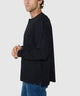 Westport Lifestyle Long Sleeve Ocean Washed Crew Neck Pocket T-Shirt - Black
