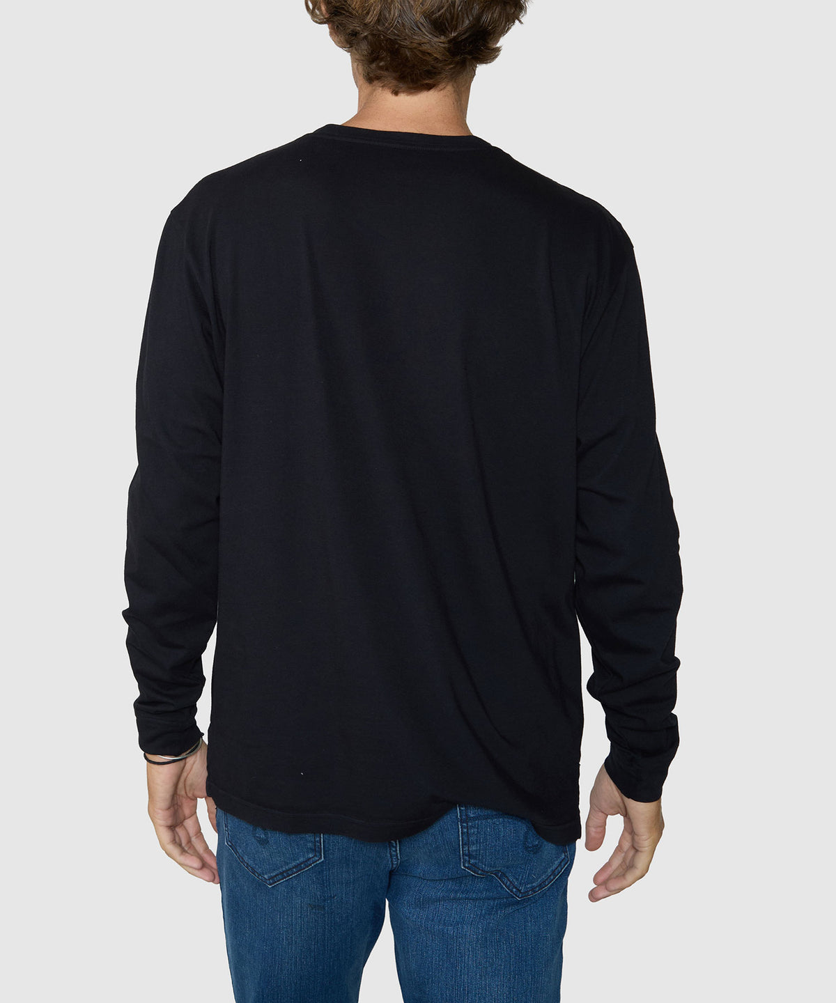 Westport Lifestyle Long Sleeve Ocean Washed Crew Neck Pocket T-Shirt - Black, Men's Big & Tall