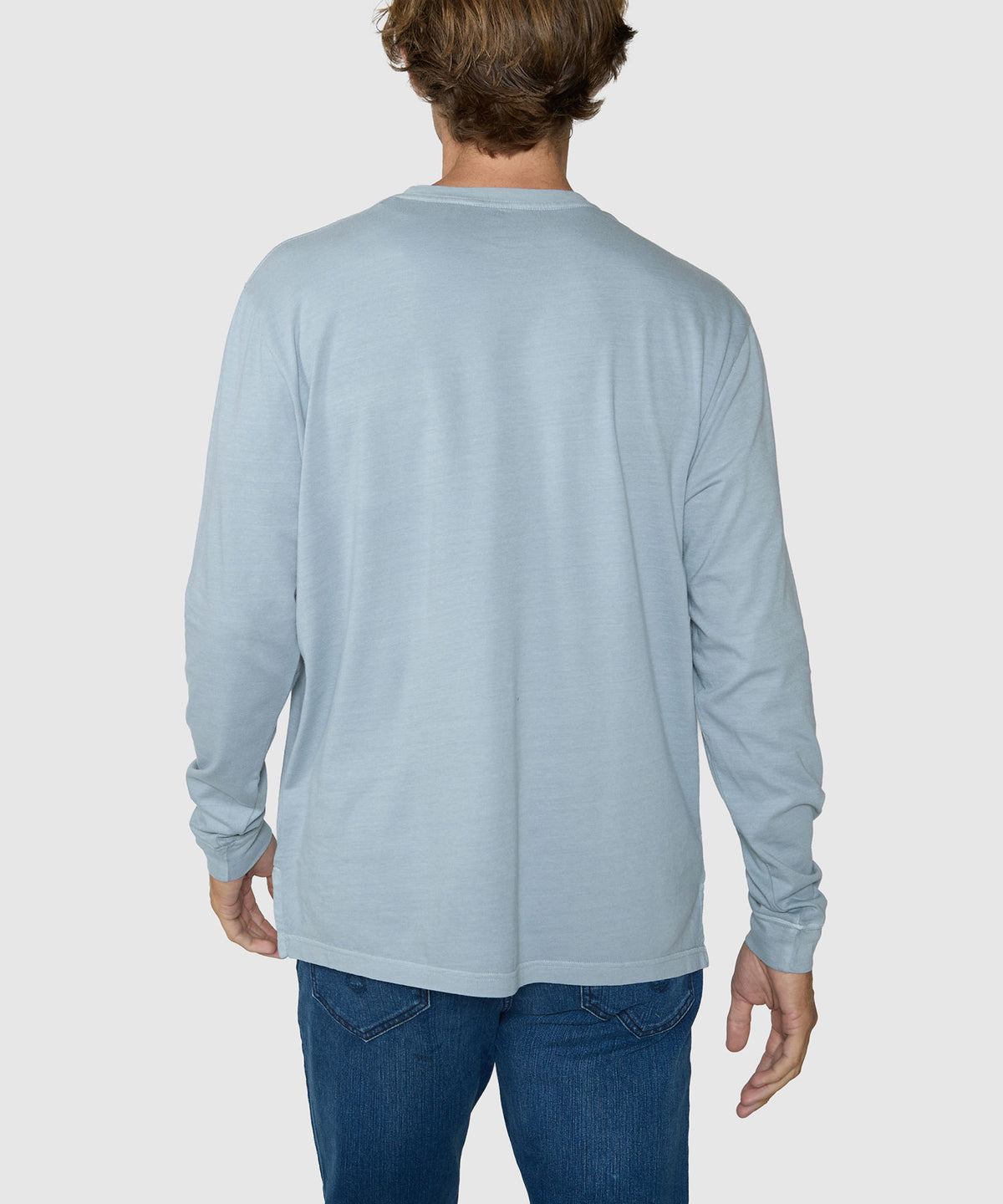 Westport Lifestyle Long Sleeve Ocean Washed Crew Neck Pocket T-Shirt - Granite, Men's Big & Tall