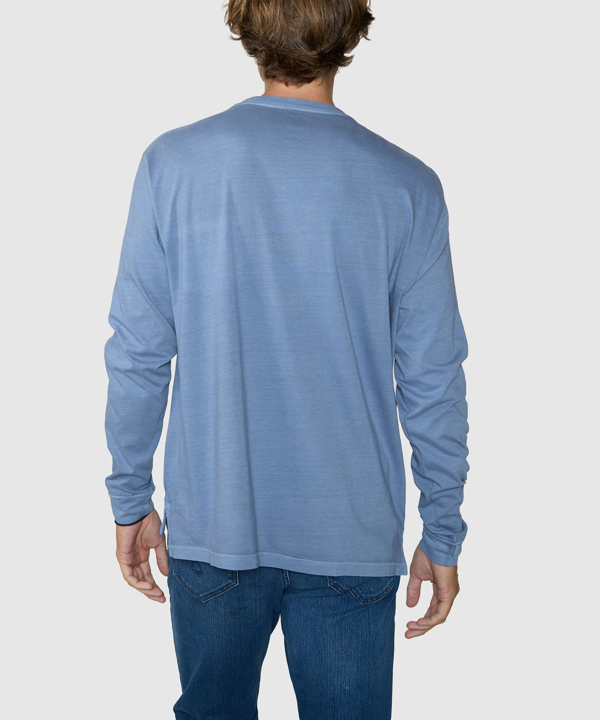Westport Lifestyle Long Sleeve Ocean Washed Crew Neck Pocket T-Shirt - Lake, Men's Big & Tall