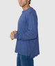 Westport Lifestyle Long Sleeve Ocean Washed Crew Neck Pocket T-Shirt - Navy