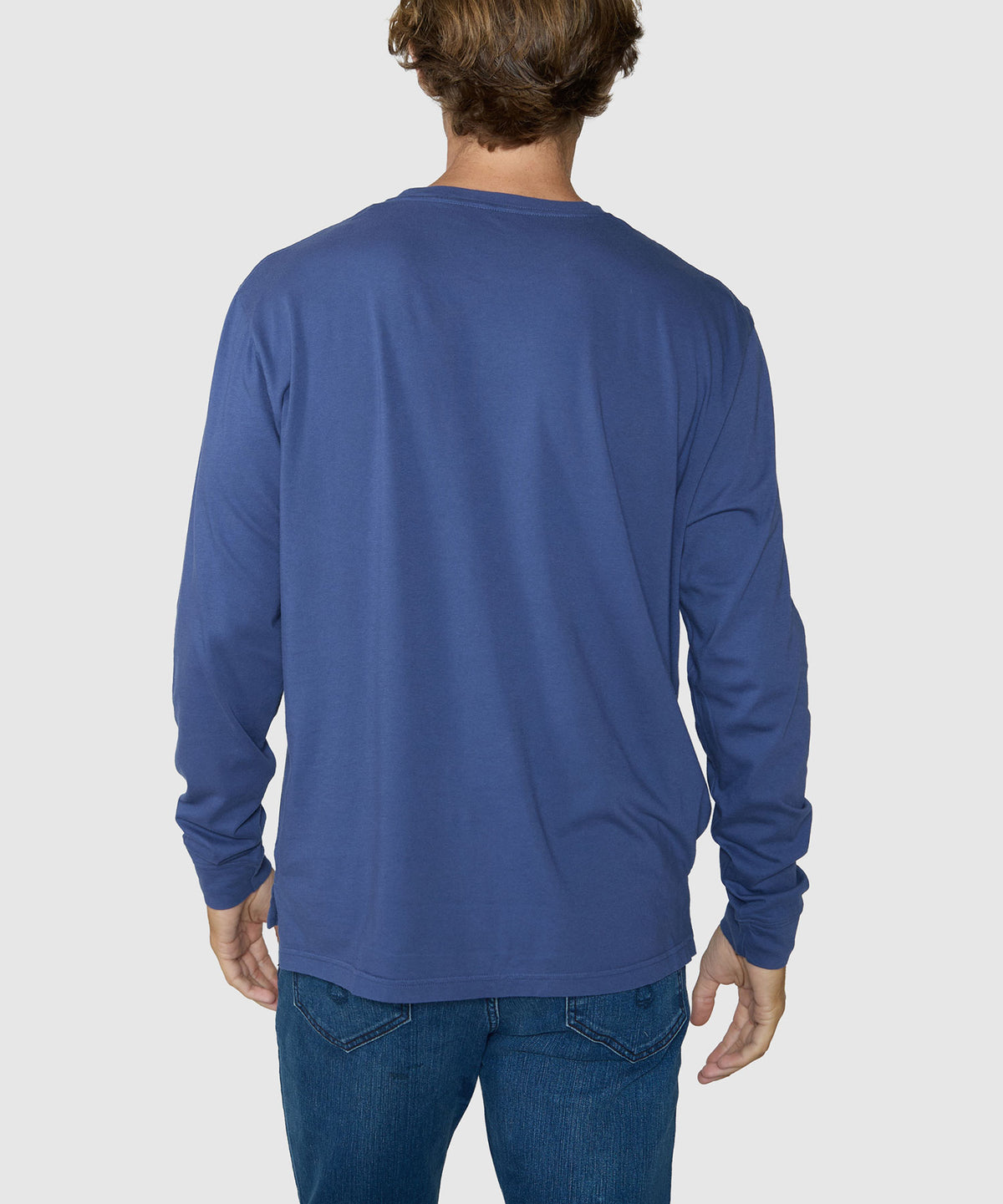 Westport Lifestyle Long Sleeve Ocean Washed Crew Neck Pocket T-Shirt - Navy, Men's Big & Tall
