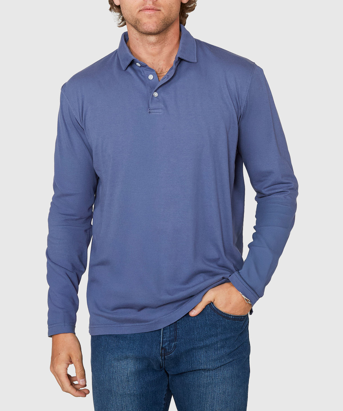 Westport Lifestyle Long Sleeve Ocean Washed Polo, Men's Big & Tall