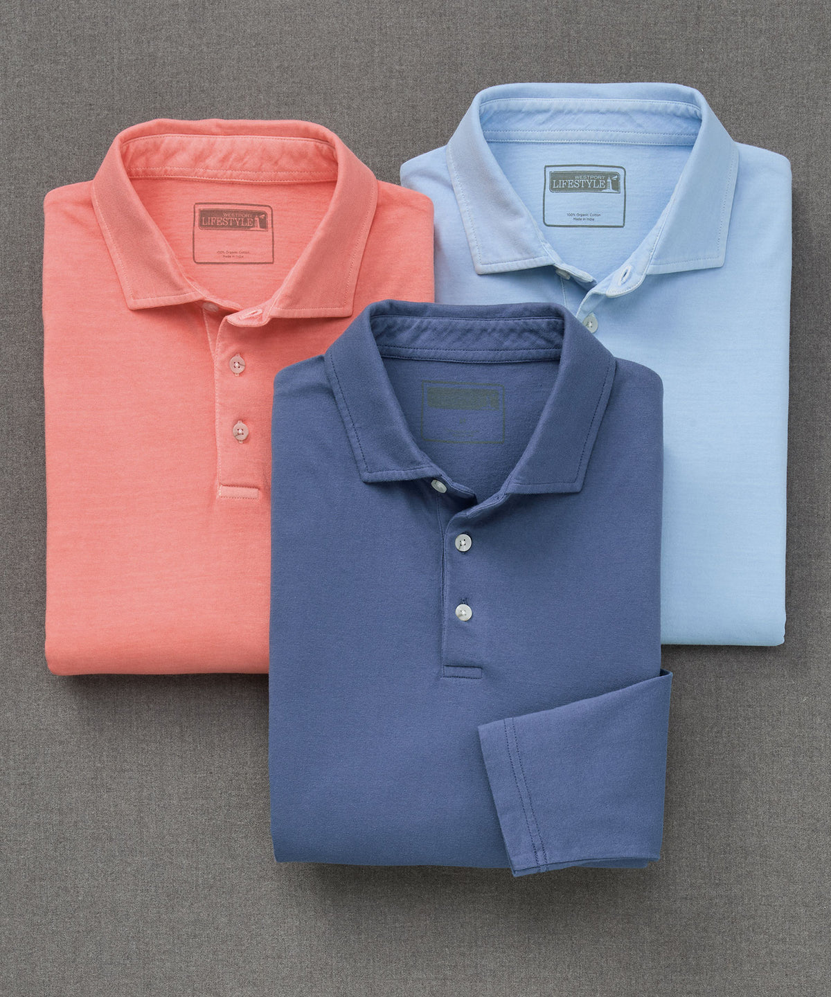 Westport Lifestyle Long Sleeve Ocean Washed Polo, Men's Big & Tall