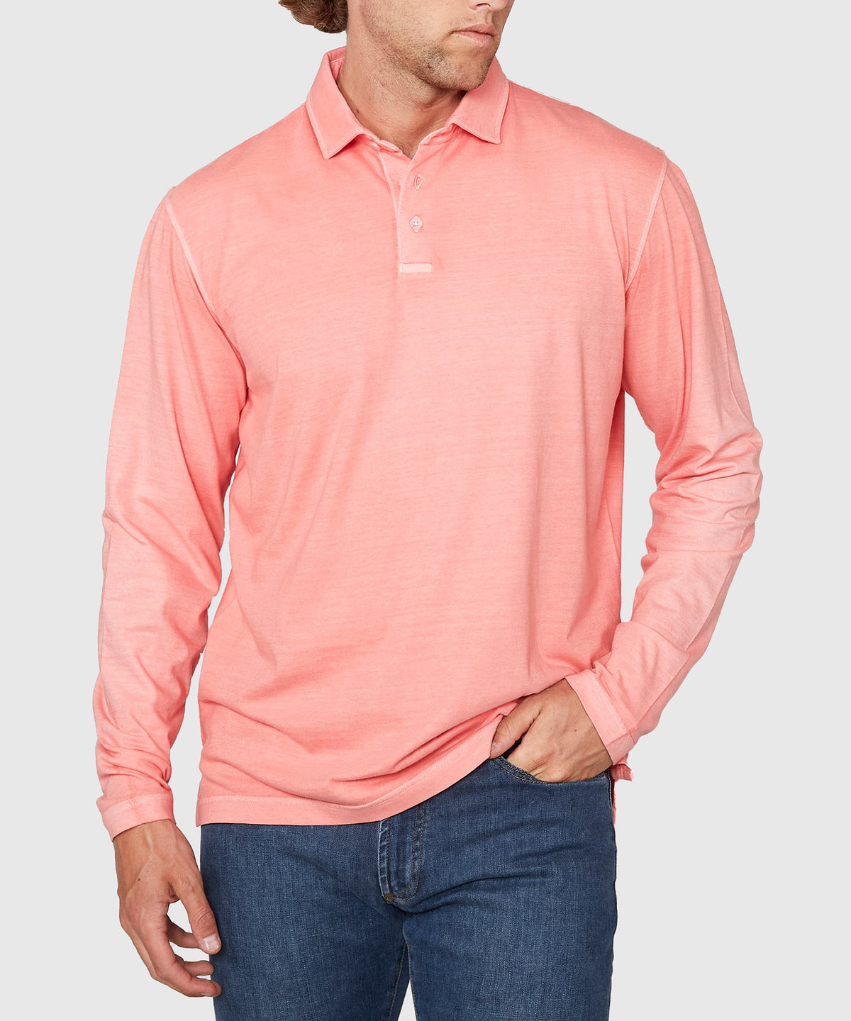 Westport Lifestyle Long Sleeve Ocean Washed Polo, Men's Big & Tall