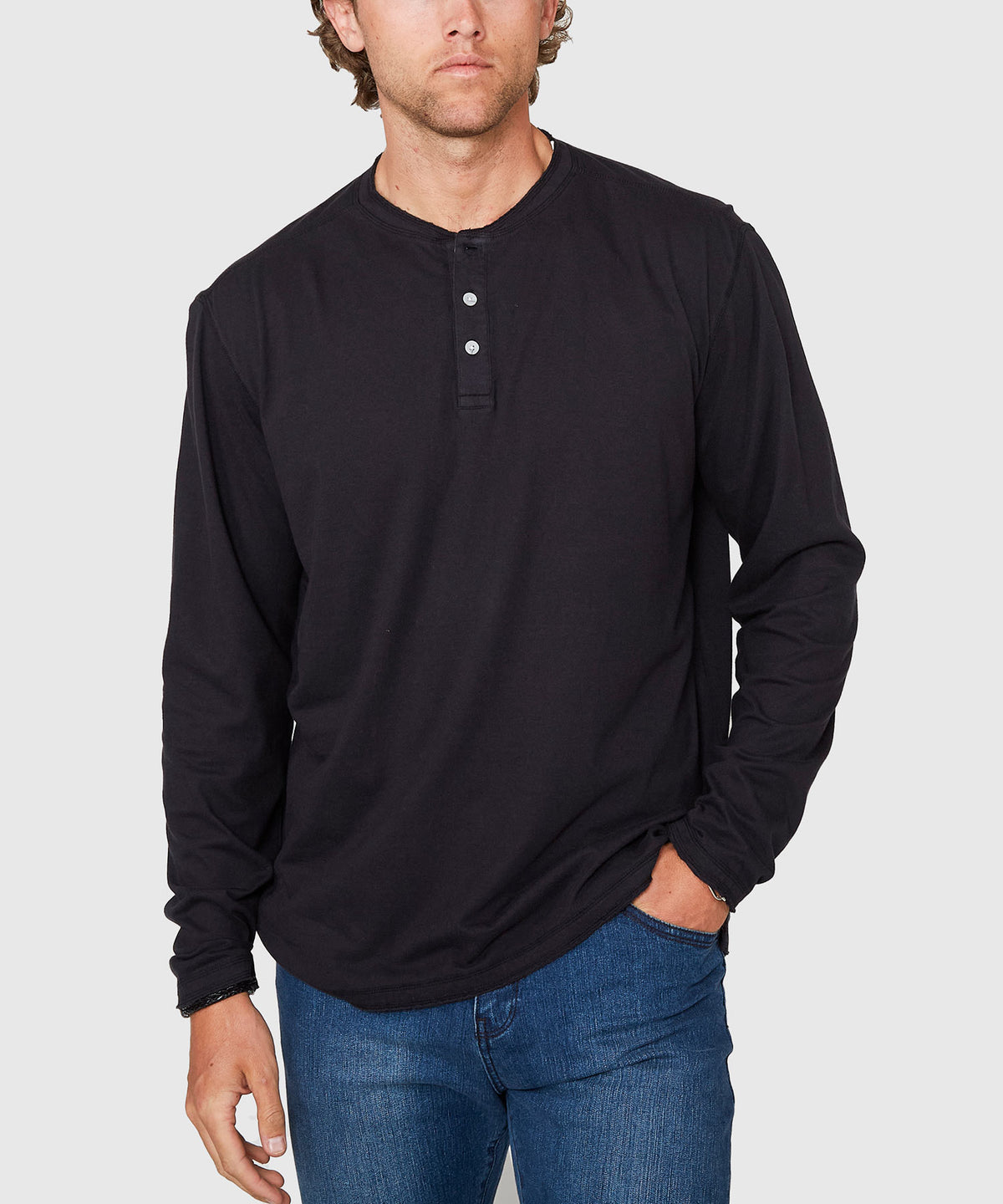 Westport Lifestyle Long Sleeve Ocean Washed Henley, Men's Big & Tall