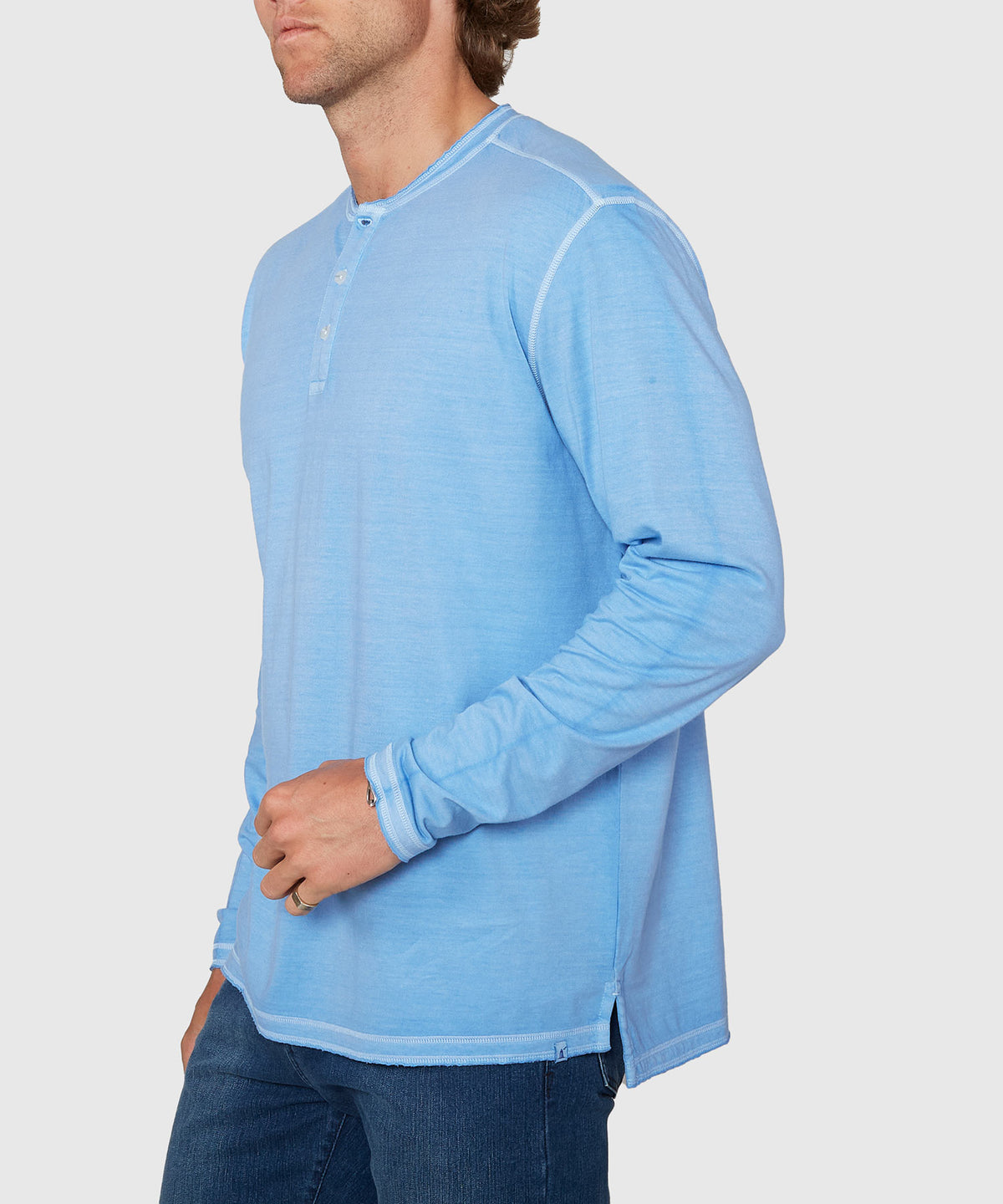 Westport Lifestyle Long Sleeve Ocean Washed Henley, Men's Big & Tall
