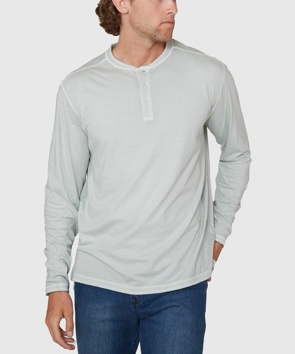 Westport Lifestyle Long Sleeve Ocean Washed Henley, Men's Big & Tall
