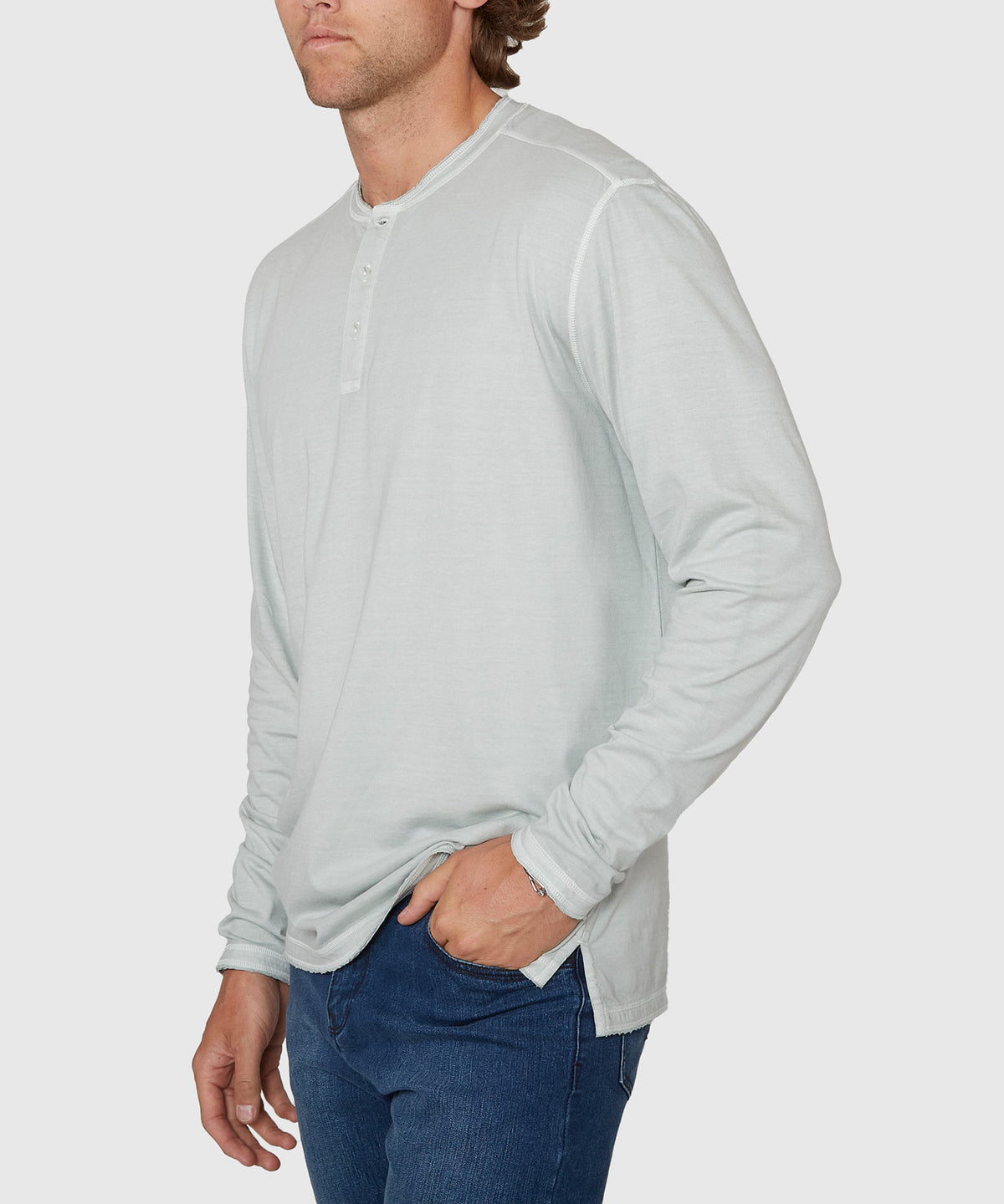Westport Lifestyle Long Sleeve Ocean Washed Henley, Men's Big & Tall