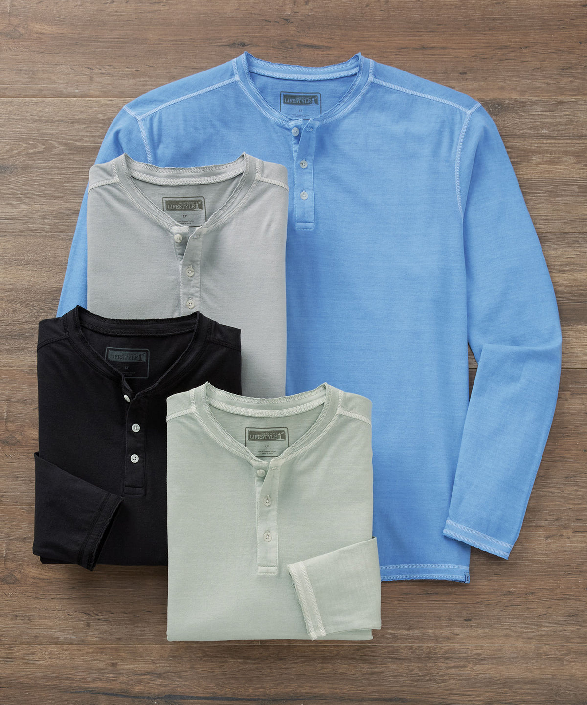 Westport Lifestyle Long Sleeve Ocean Washed Henley, Men's Big & Tall