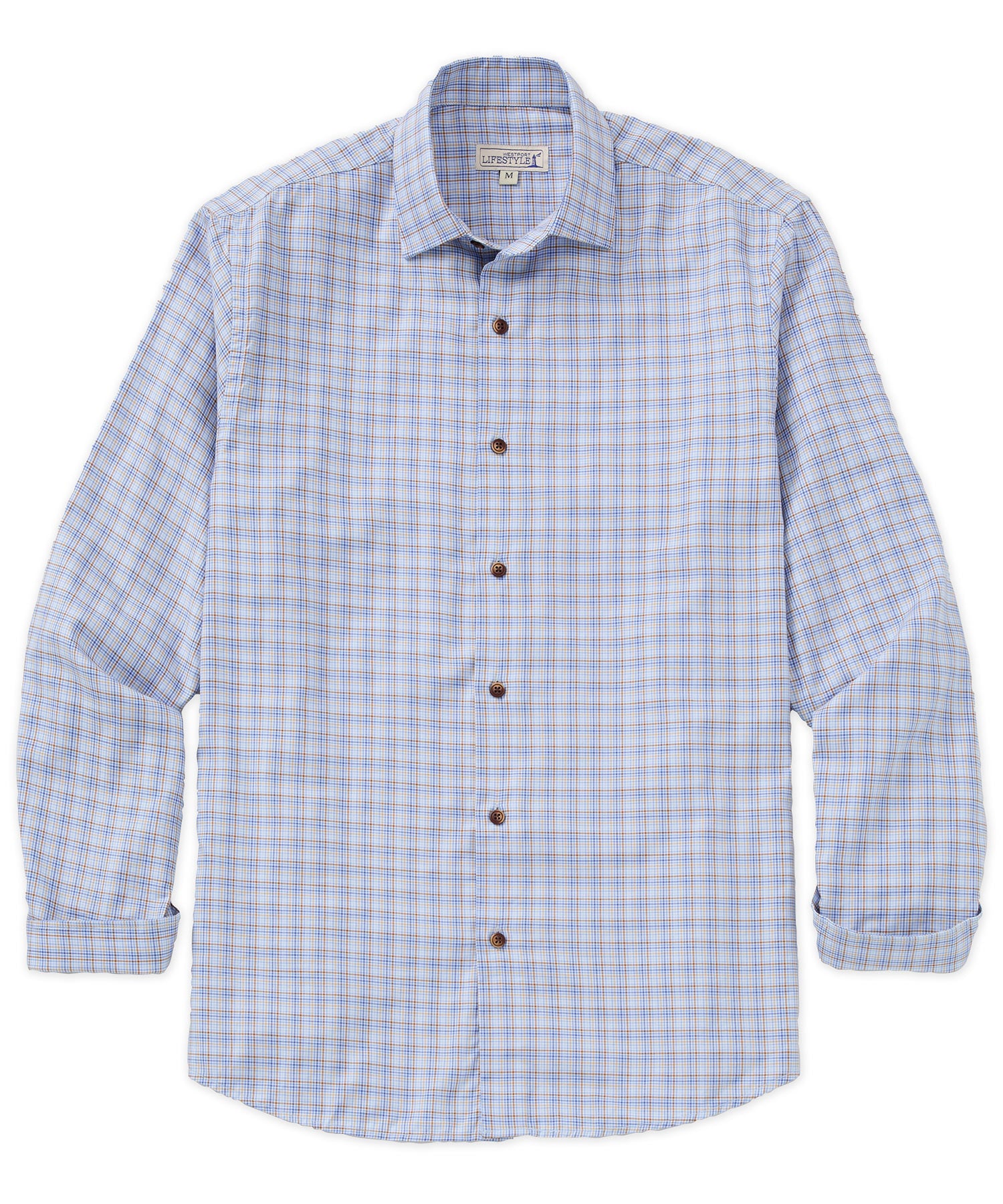 Westport Lifestyle Long Sleeve Button Down Collar Plaid Sport Shirt, Men's Big & Tall