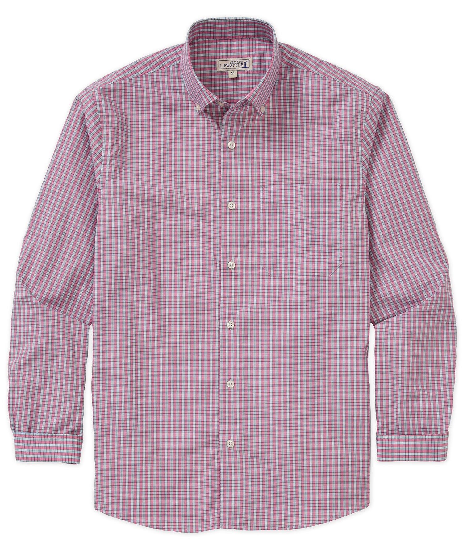 Westport Lifestyle Long Sleeve Button Down Collar Plaid Sport Shirt, Men's Big & Tall