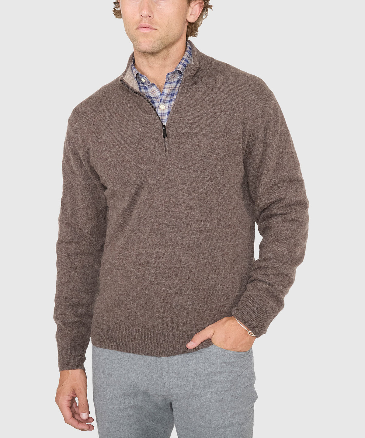 Westport Black Long Sleeve Heritage Cashmere Quarter Zip Pullover, Men's Big & Tall