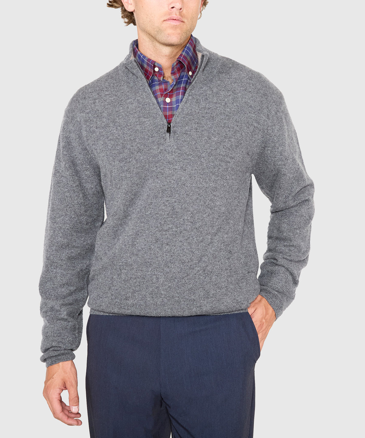 Westport Black Long Sleeve Heritage Cashmere Quarter Zip Pullover, Men's Big & Tall