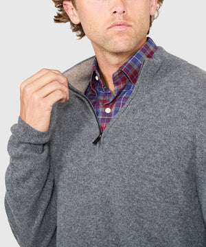 Westport Black Long Sleeve Heritage Cashmere Quarter Zip Pullover