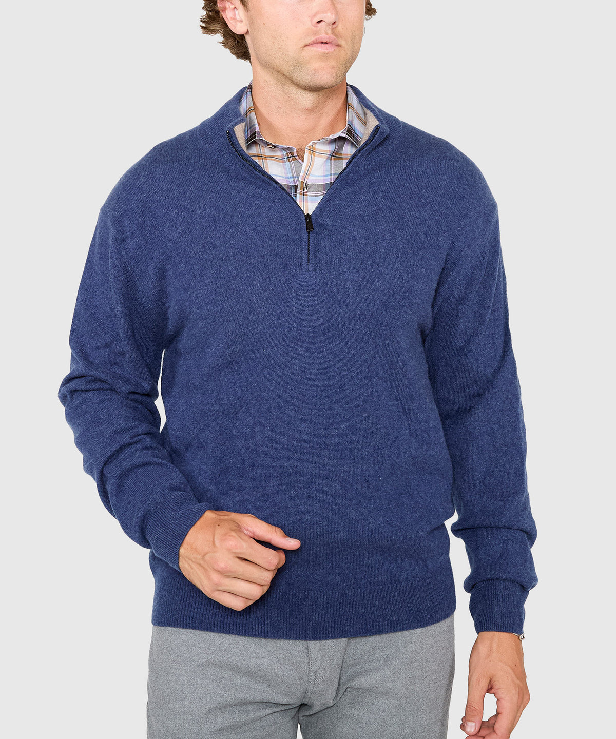 Westport Black Long Sleeve Heritage Cashmere Quarter Zip Pullover, Men's Big & Tall