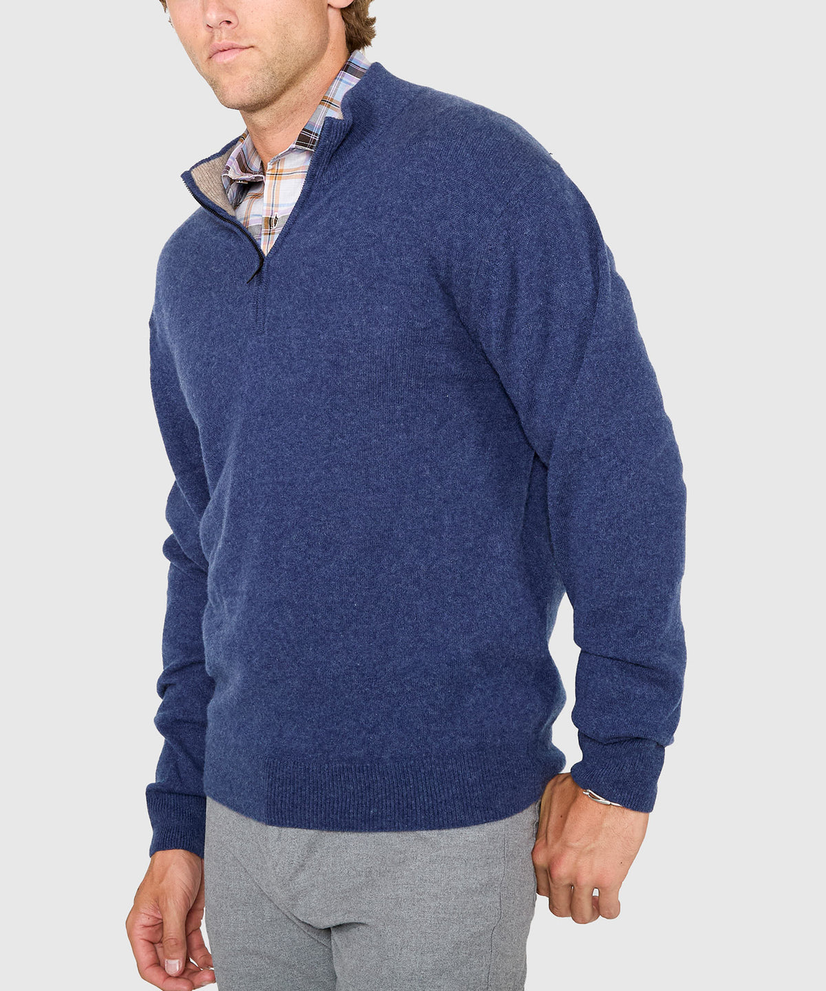 Westport Black Long Sleeve Heritage Cashmere Quarter Zip Pullover, Men's Big & Tall