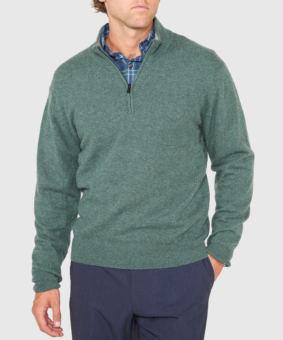 Westport Black Long Sleeve Heritage Cashmere Quarter Zip Pullover, Men's Big & Tall