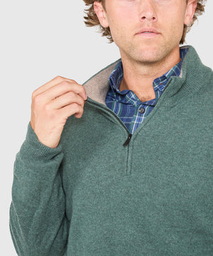 Westport Black Long Sleeve Heritage Cashmere Quarter Zip Pullover
