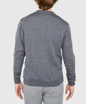 Westport Black Long Sleeve Birdseye Stripe Button Front Polo