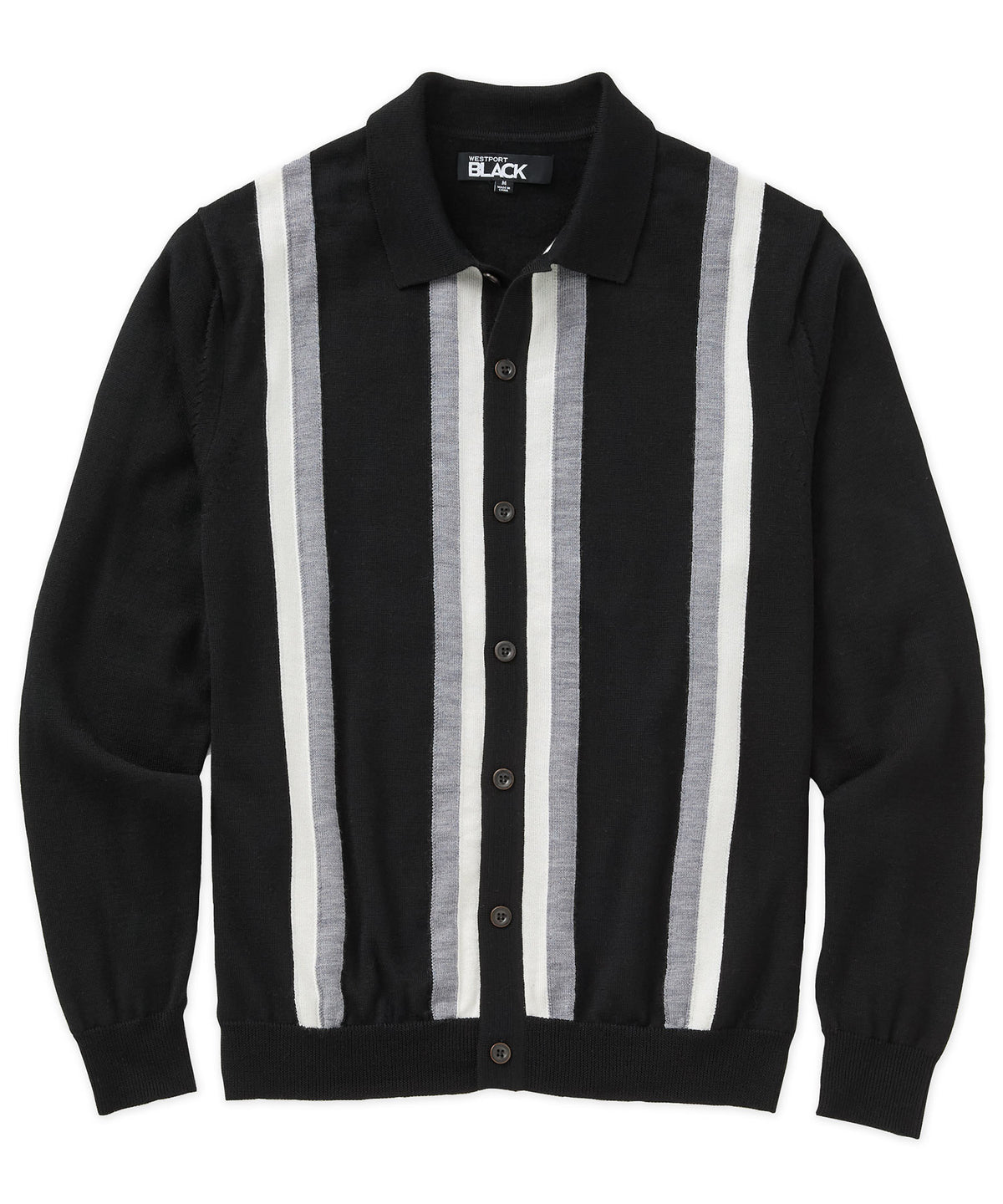 Westport Black Long Sleeve Rico Button Front Polo, Men's Big & Tall