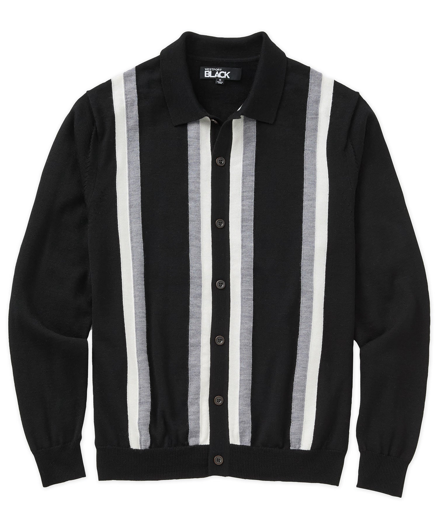 Westport Black Long Sleeve Rico Button Front Polo