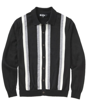 Westport Black Long Sleeve Rico Button Front Polo