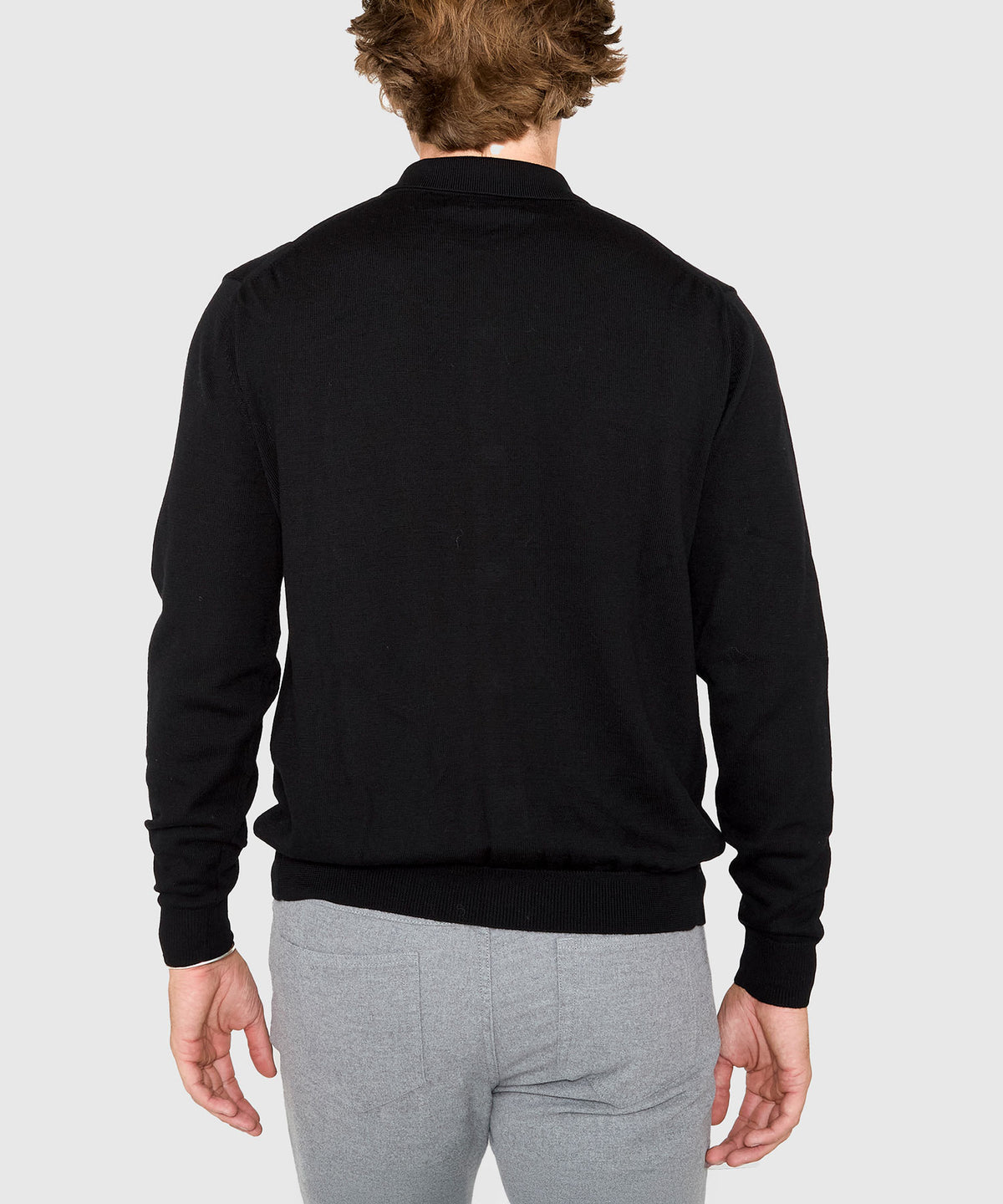 Westport Black Long Sleeve Rico Button Front Polo, Men's Big & Tall
