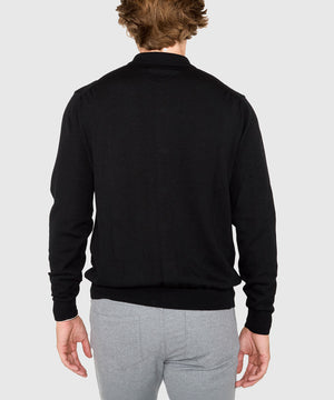 Westport Black Long Sleeve Rico Button Front Polo