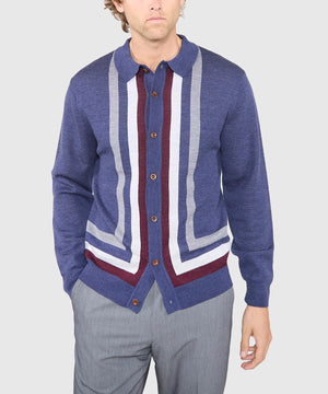 Westport Black Long Sleeve Havana Button Front Polo
