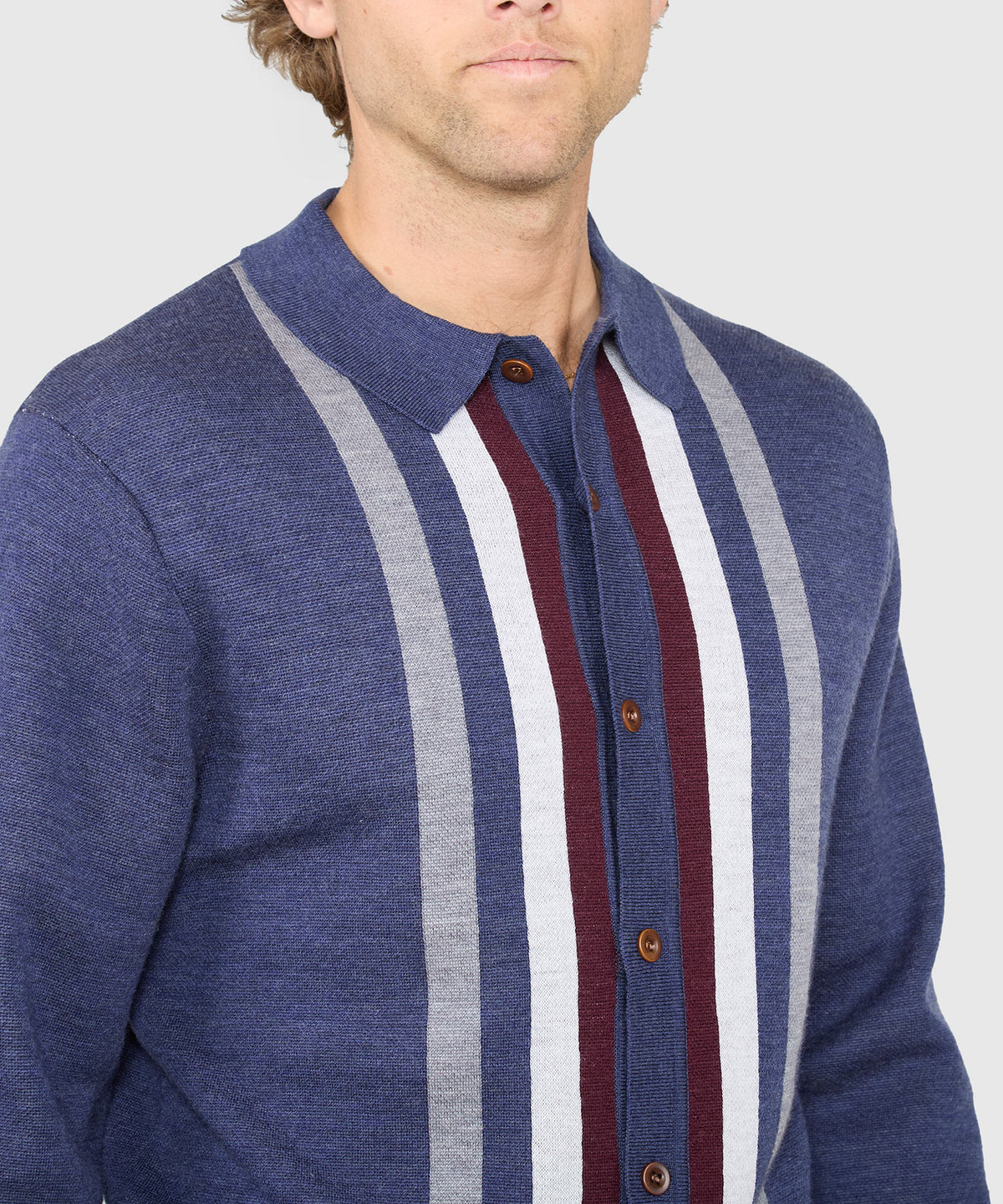 Westport Black Long Sleeve Havana Button Front Polo, Men's Big & Tall