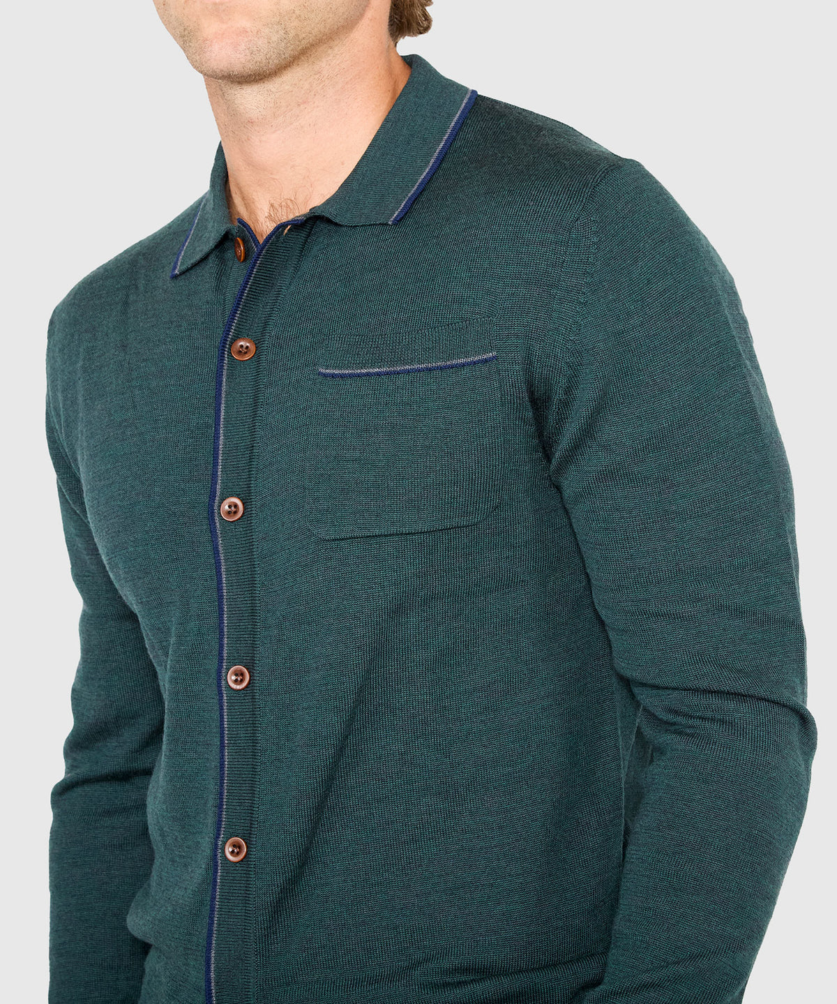 Westport Black Long Sleeve Sparks Retro Tipped Button Front Polo, Men's Big & Tall
