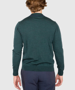 Westport Black Long Sleeve Sparks Retro Tipped Button Front Polo