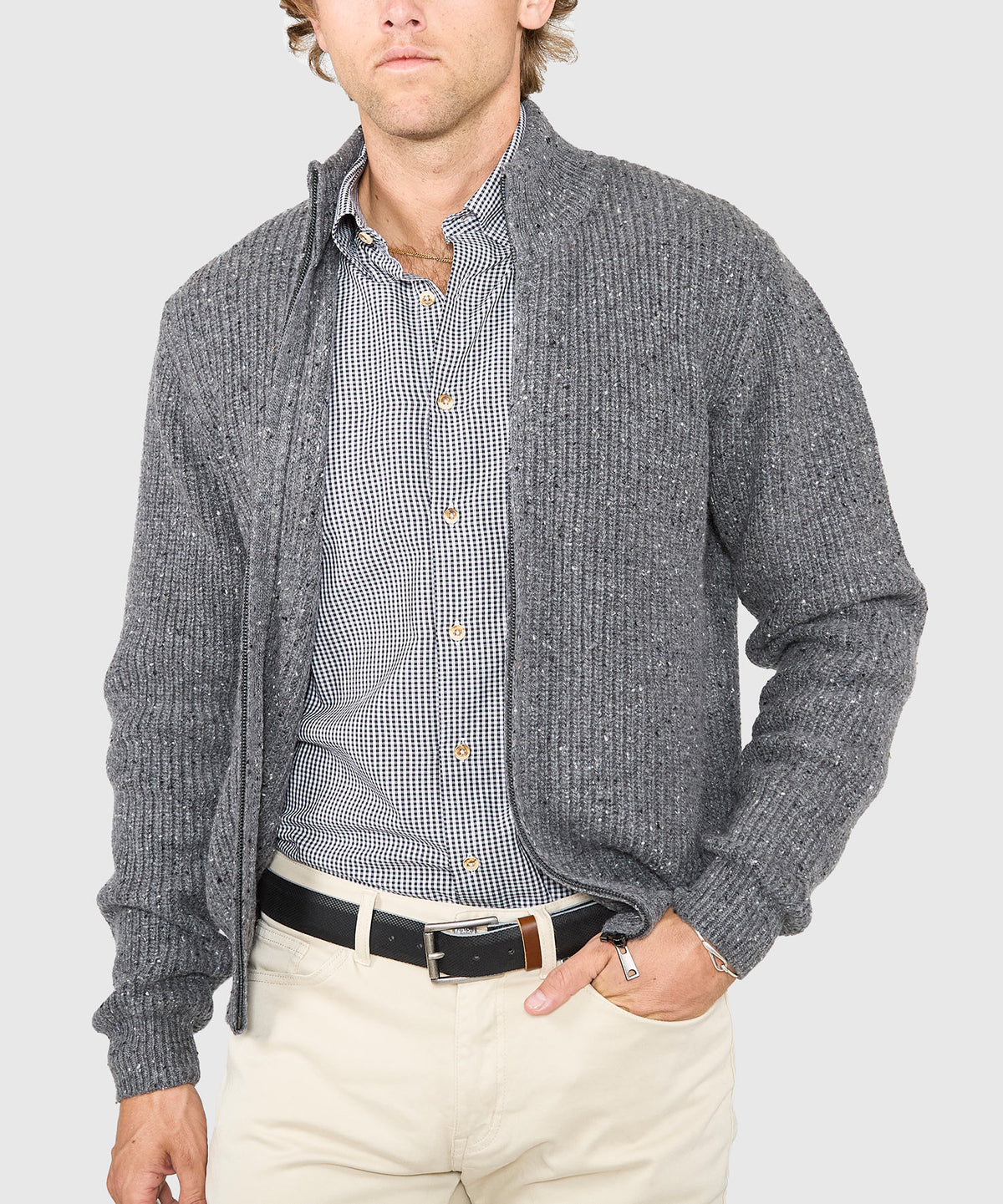 Westport Black Long Sleeve Warf Full Zip Cardigan, Men's Big & Tall