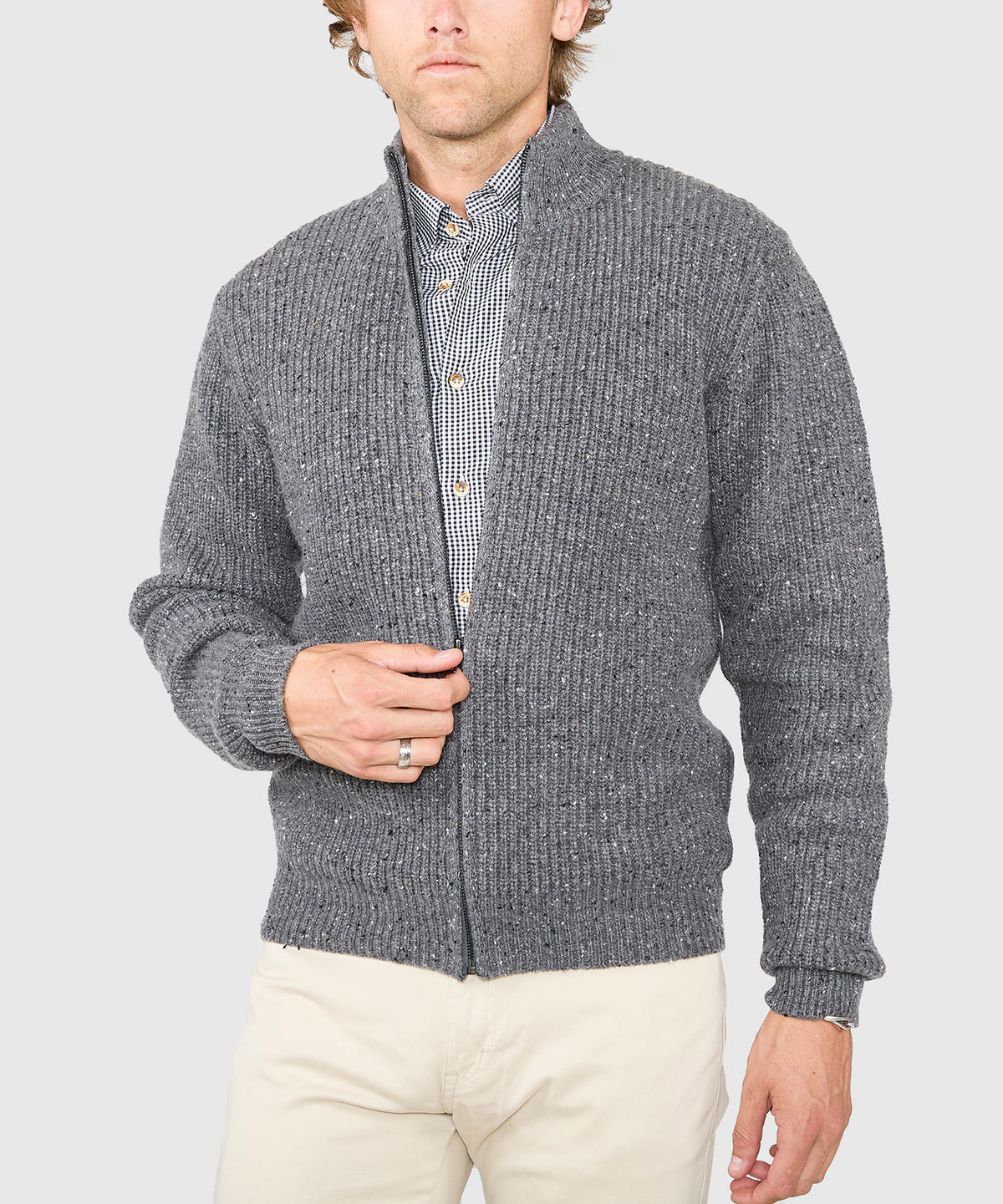 Westport Black Long Sleeve Warf Full Zip Cardigan, Men's Big & Tall