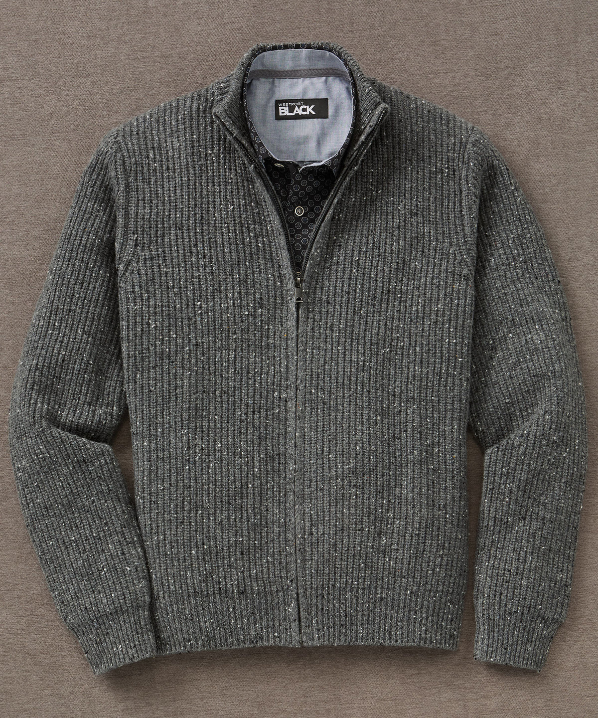 Westport Black Long Sleeve Warf Full Zip Cardigan, Men's Big & Tall