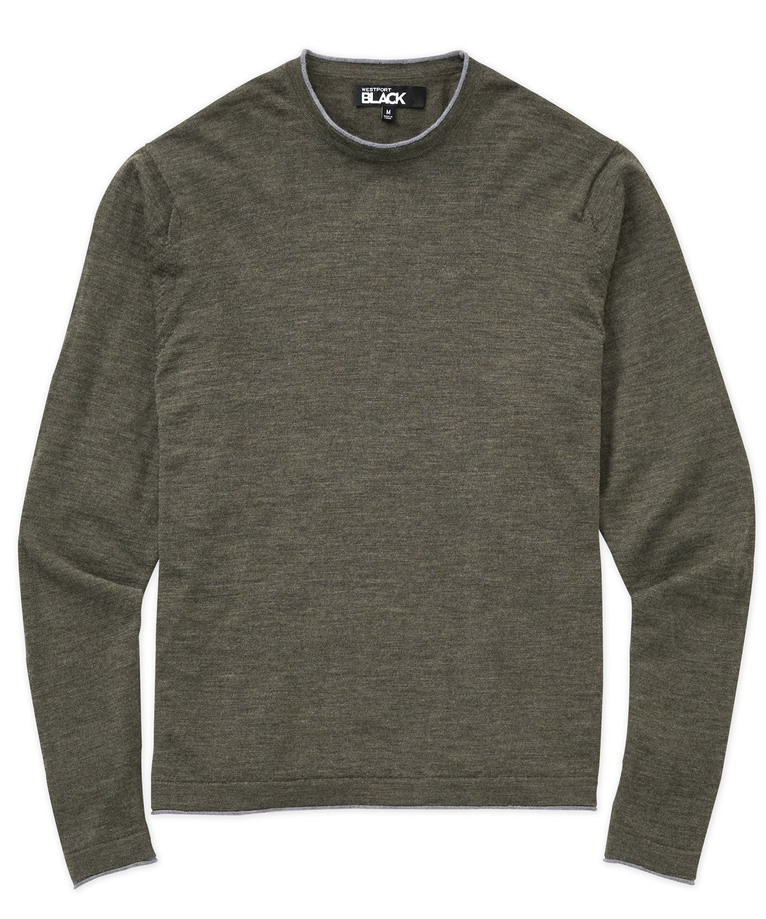 Westport Black Long Sleeve Westbrook Tipped Crew Pullover