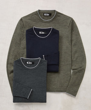 Westport Black Long Sleeve Westbrook Tipped Crew Pullover