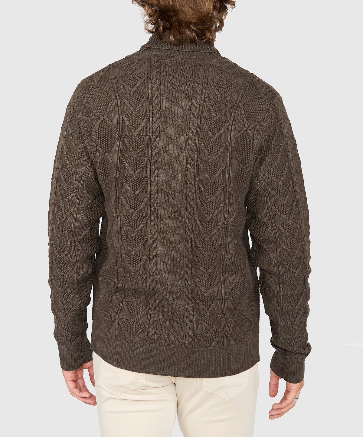 Westport Black Aztec Cable Cardigan, Men's Big & Tall